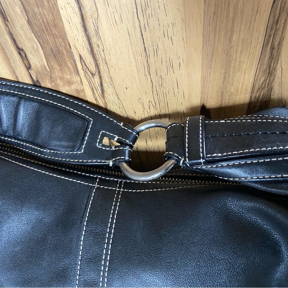 Coach 10030 Vintage One Shoulder Hobo Bag Leather Black Y2K Silver Hardware - Picture 3 of 7